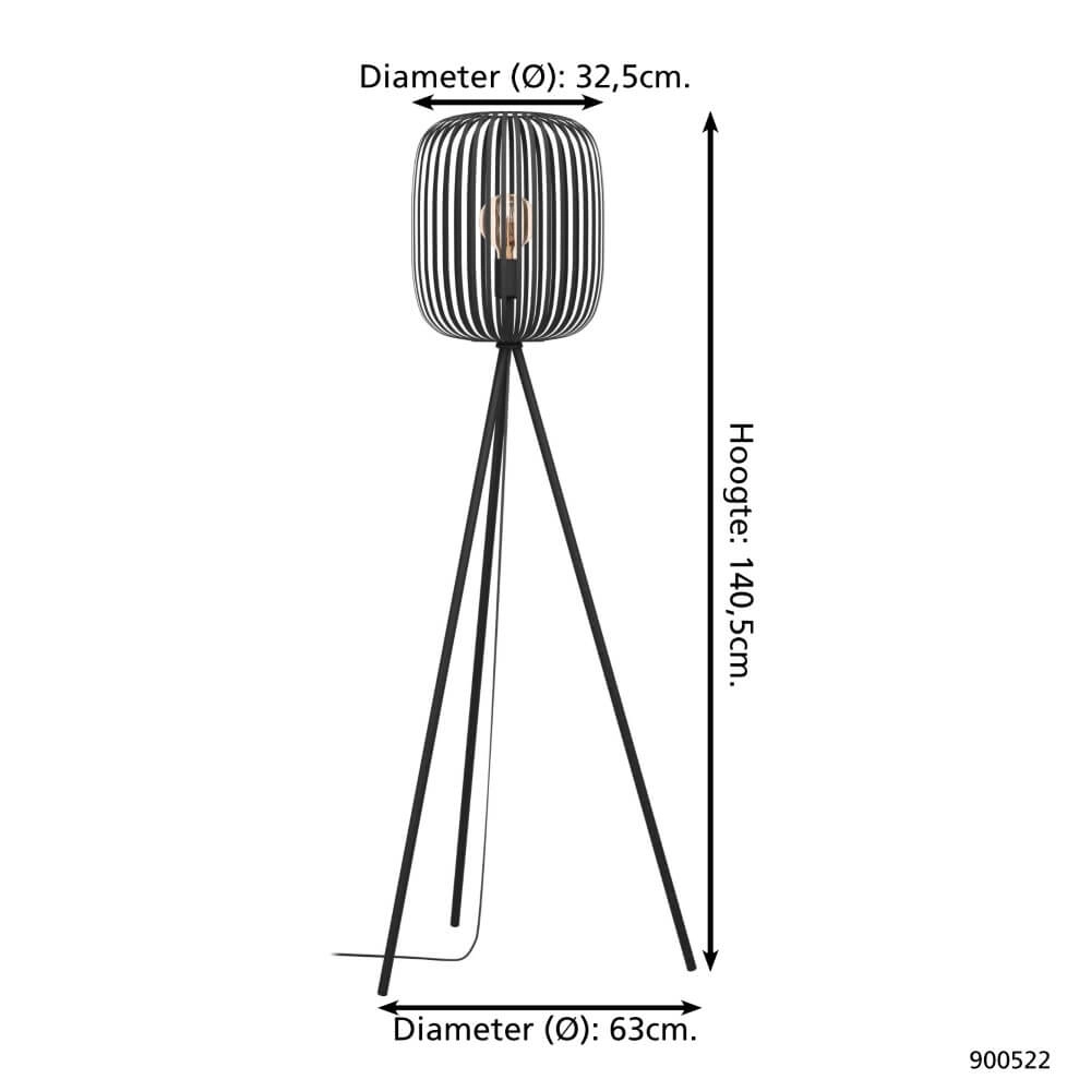 Zwarte vloerlamp Romazzina Ø 32,5cm Eglo 9008606244508
