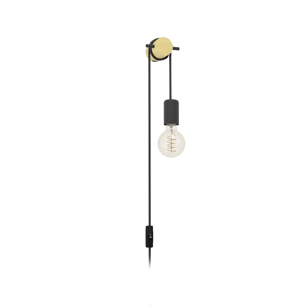 Wandlamp Buddon houtlook met schakelaar