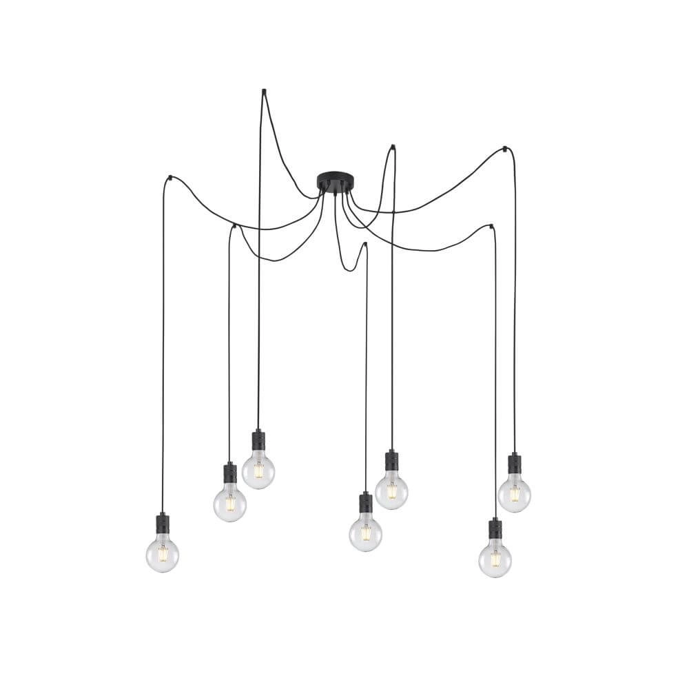 7-lichts hanglamp Spin zwart