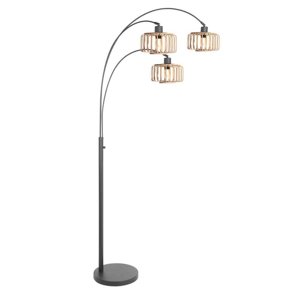 Bamboe vloerlamp Sparkled Light met zwart