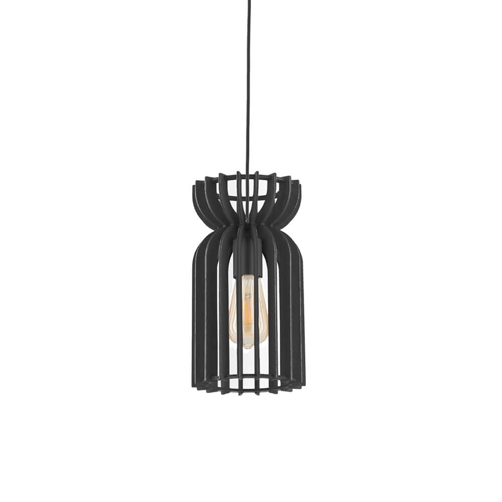 Houten hanglamp Kymi Ø 16cm - zwart
