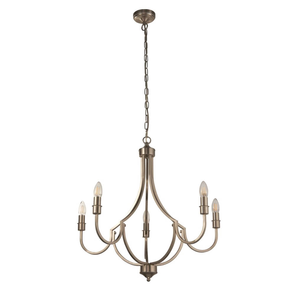 Klassieke hanglamp Lodge 5-lichts zilver