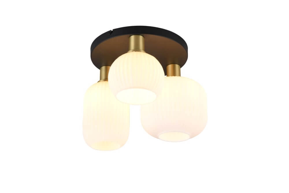 Trendy plafondlamp Diva met wit glas Trio 4017807614541