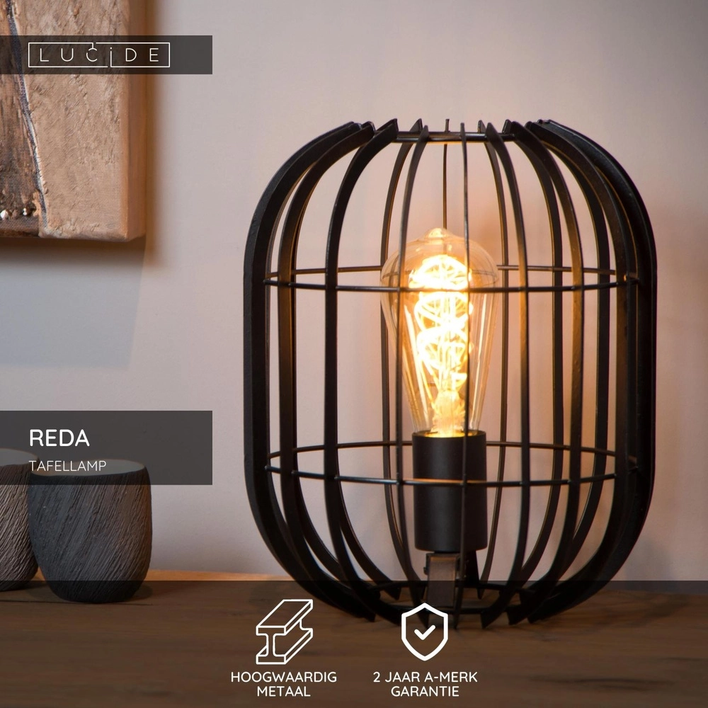 Tafellamp Reda Ø 22cm zwart Lucide 5411212782502