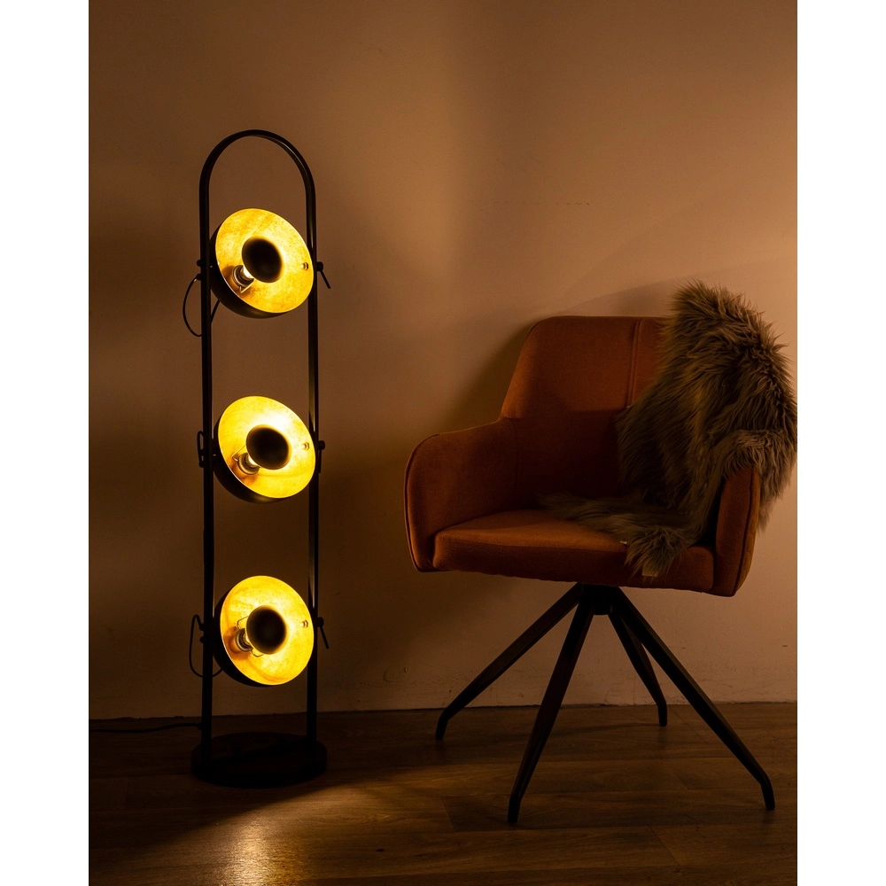 Vloerlamp Ole zwart met goud Globo 9007371519422