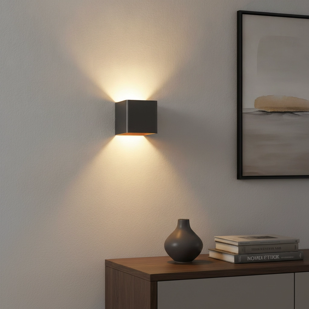 Led up- & downlighter Fulda 6w - 2700K - 10cm zwart met goud