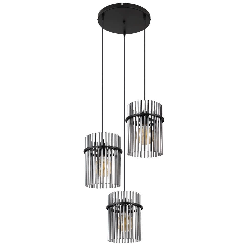 Zwarte hanglamp Gorley met smoke glas rond Ø 47cm Globo 9007371448791