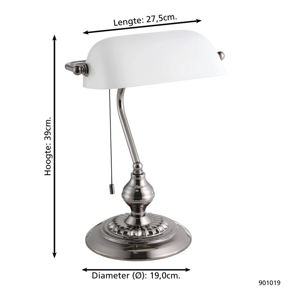 Antieke bureaulamp Banker nikker met wit Eglo 9008606307173