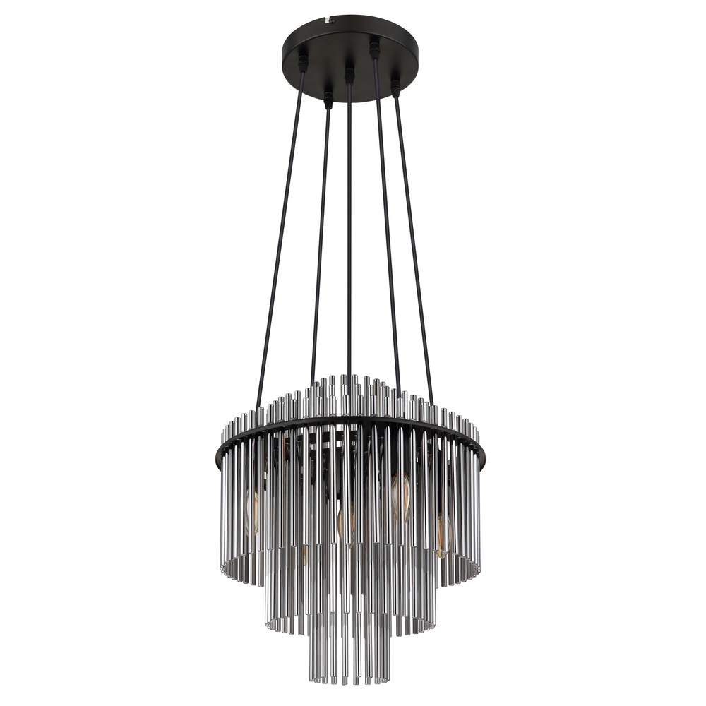 Hanglamp Ø 40cm Gorley zwart met smoke glas staafjes Globo 9007371515134