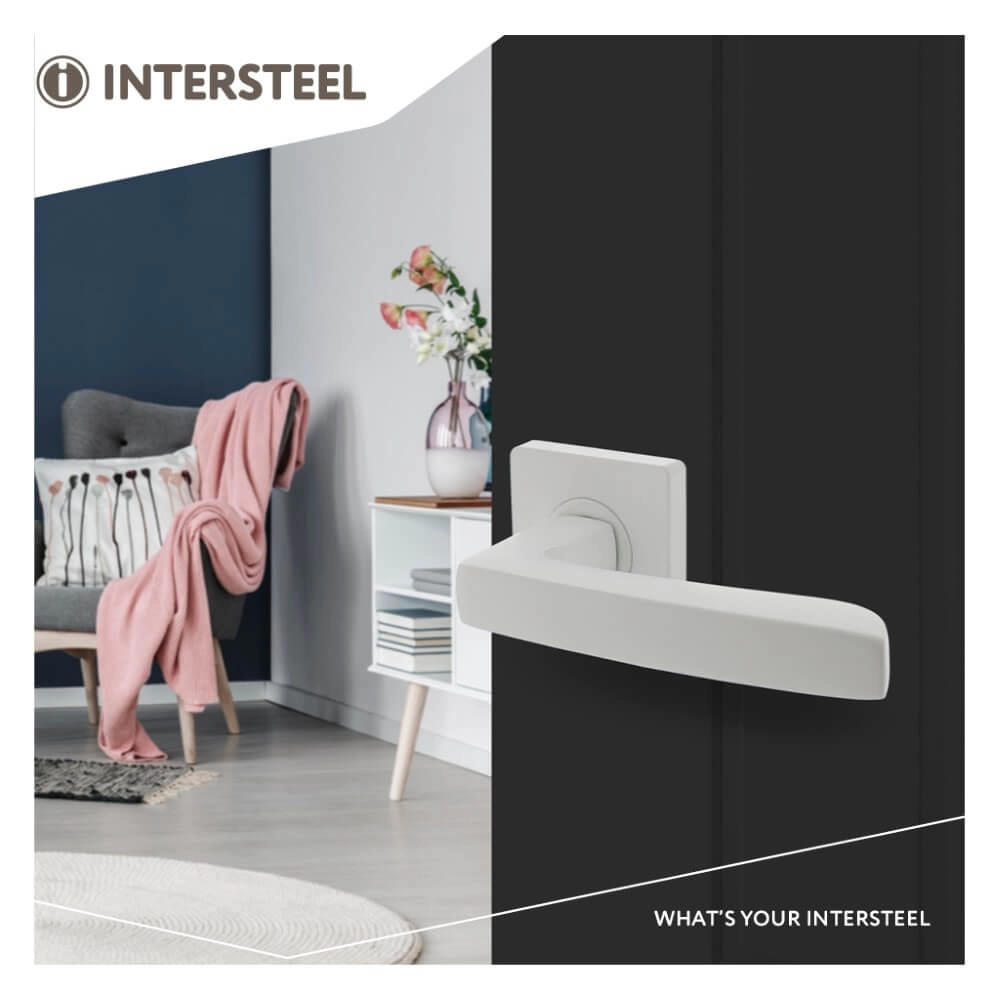 Strakke deurklink Minos wit Intersteel 8714186494059