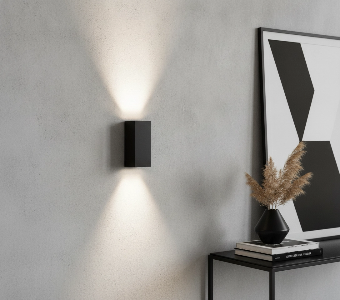 Vierkante up- & downlighter Dante2 zwart