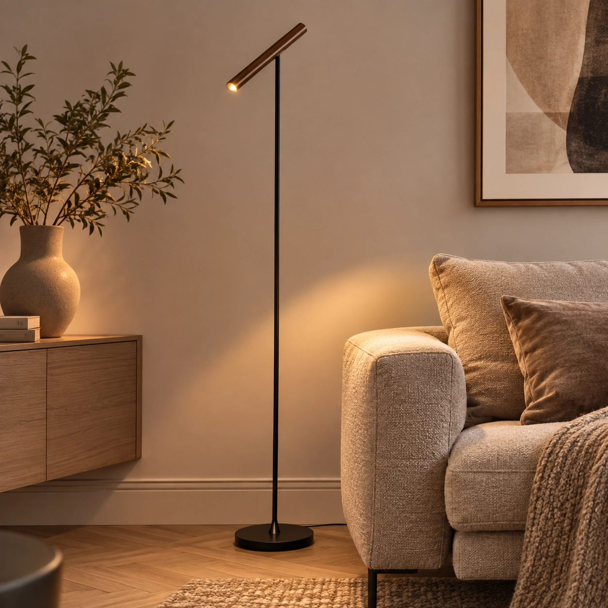 Design vloerlamp Kansas zwart met brons