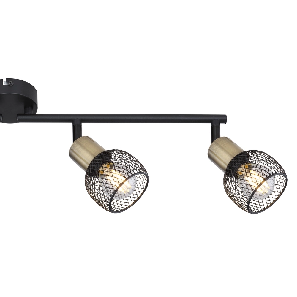 Plafondlamp Fiastra 4-lichts zwart met gaas Globo 9007371418121