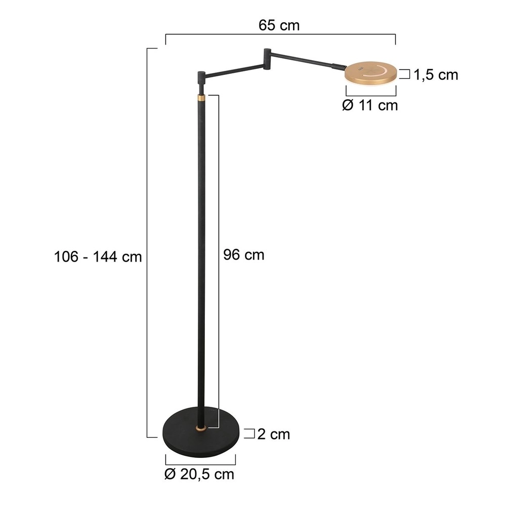 Design leeslamp Soleil zwart met gouden kap Steinhauer 8712746177381