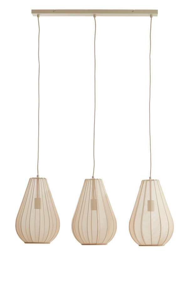Japandi hanglamp Itela 3-lichts crème 80cm Light & Living 8717807702779