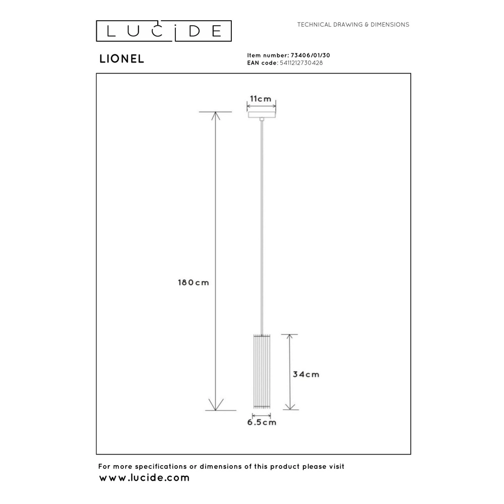 Design hanglamp Lionel zwart Lucide 5411212730428