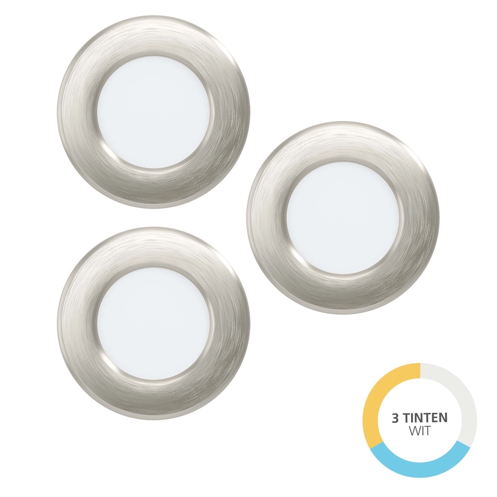 3x Inbouwspot Fueva 6 rond - rvs - Ø 8,8cm