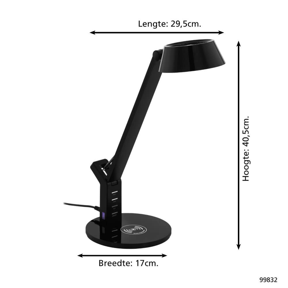 Zwarte bureaulamp Banderalo met oplaadpaneel Eglo 9002759998325