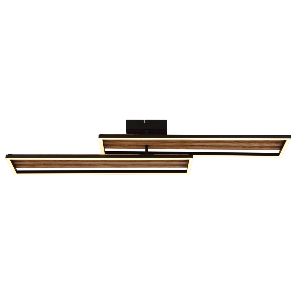 Moderne plafondlamp Dakari I zwart met hout 90cm Globo 9007371528783