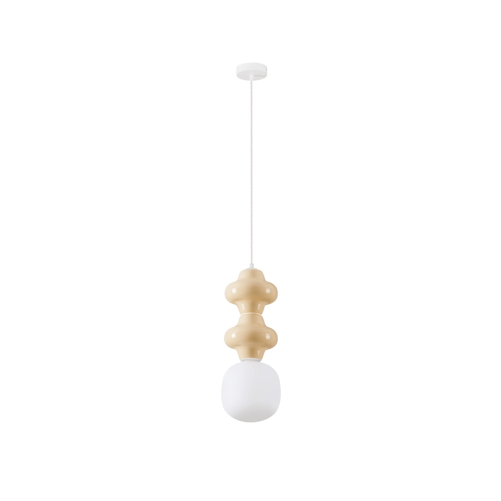 Hanglamp Clio M geel keramiek met wit glas Lyora 5212017461223