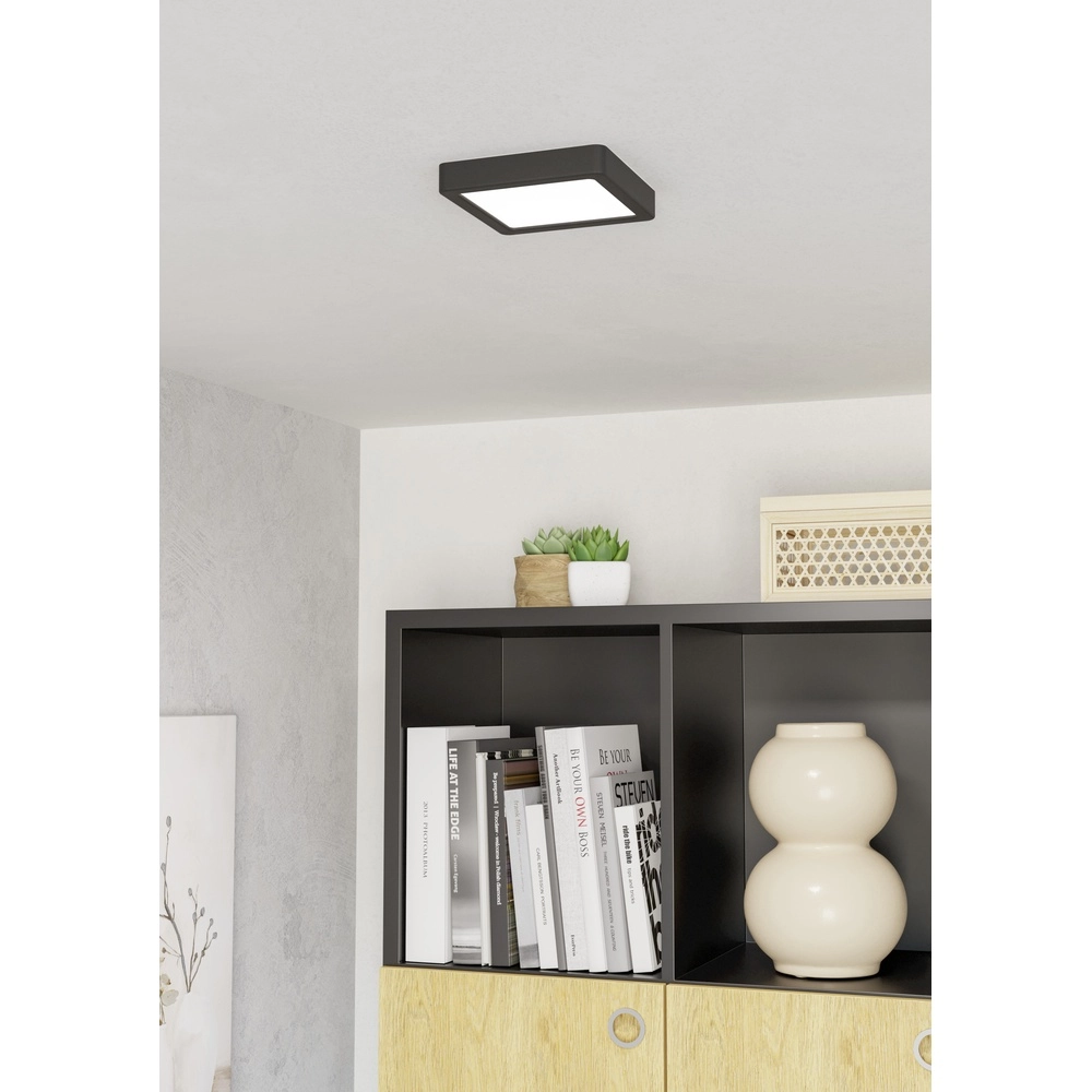 Led plafonnière Fueva 6 vierkant - zwart - 15x15cm Eglo 9008606330102