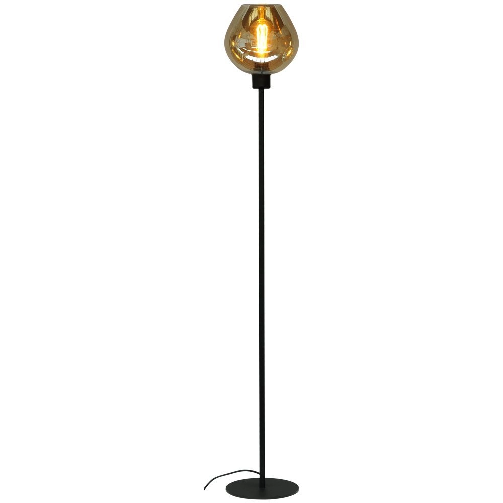 Vloerlamp zwart Quinto Smoke met smoke glas