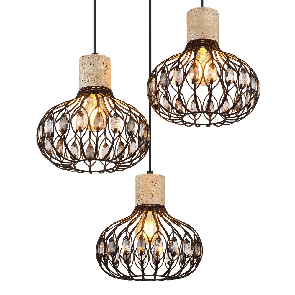 3-lichts hanglamp Dorthy landelijk zwart Globo 9007371569069