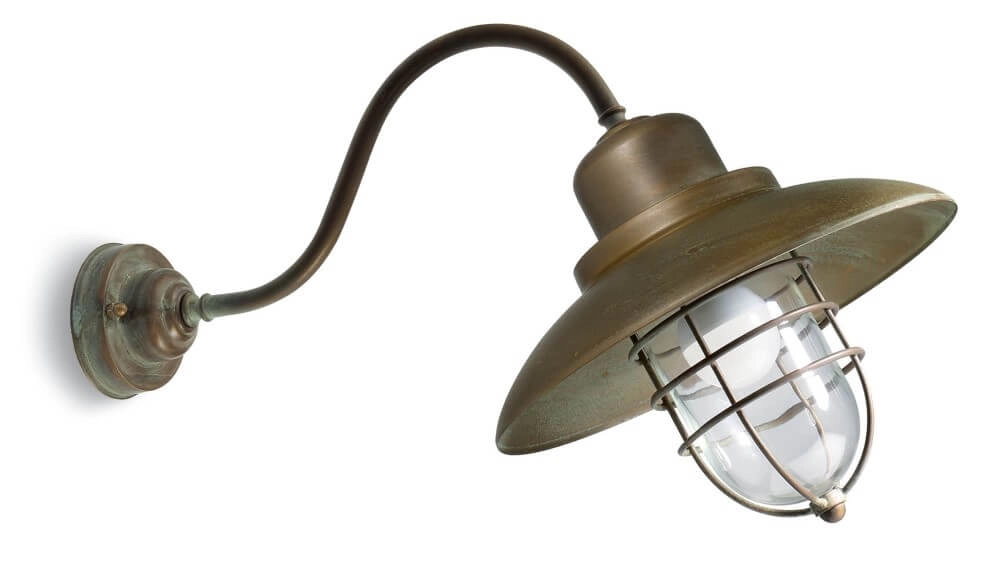 Schuine buitenlamp Patio Cage verouderd messing