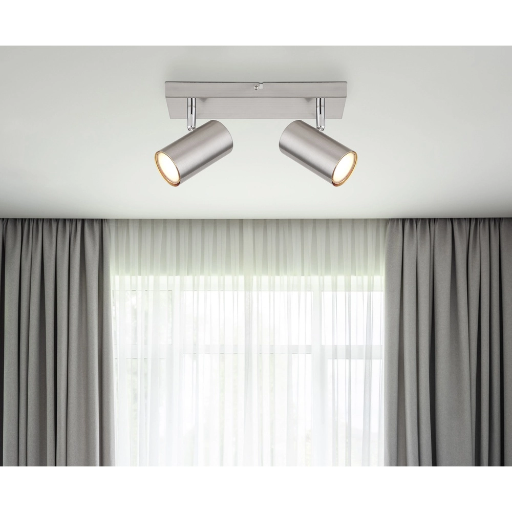 Plafondlamp 2-lichts Robby nikkel Globo 9007371439515