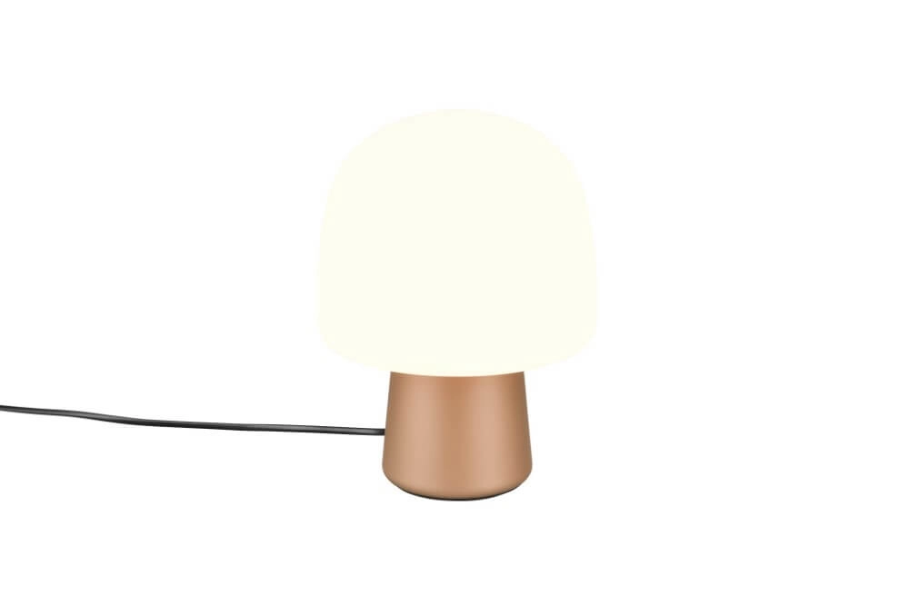 Paddenstoel tafellamp Steen coffee met wit glas