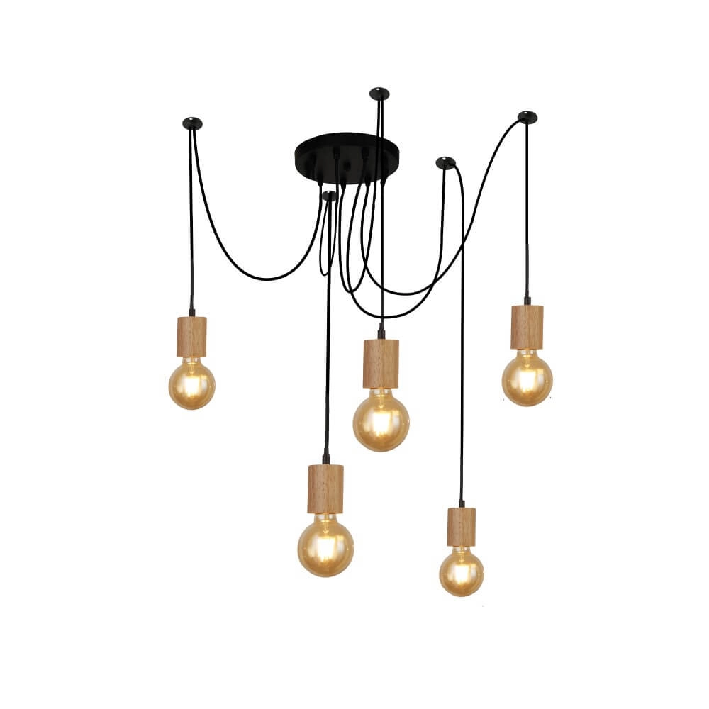 Houten eettafel lamp Spinny