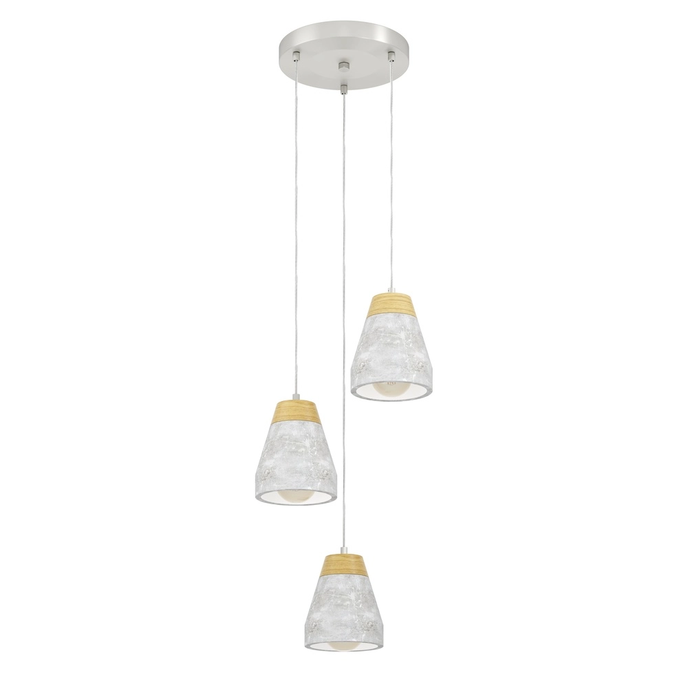 3-lichts hanglamp Tarega grijs
