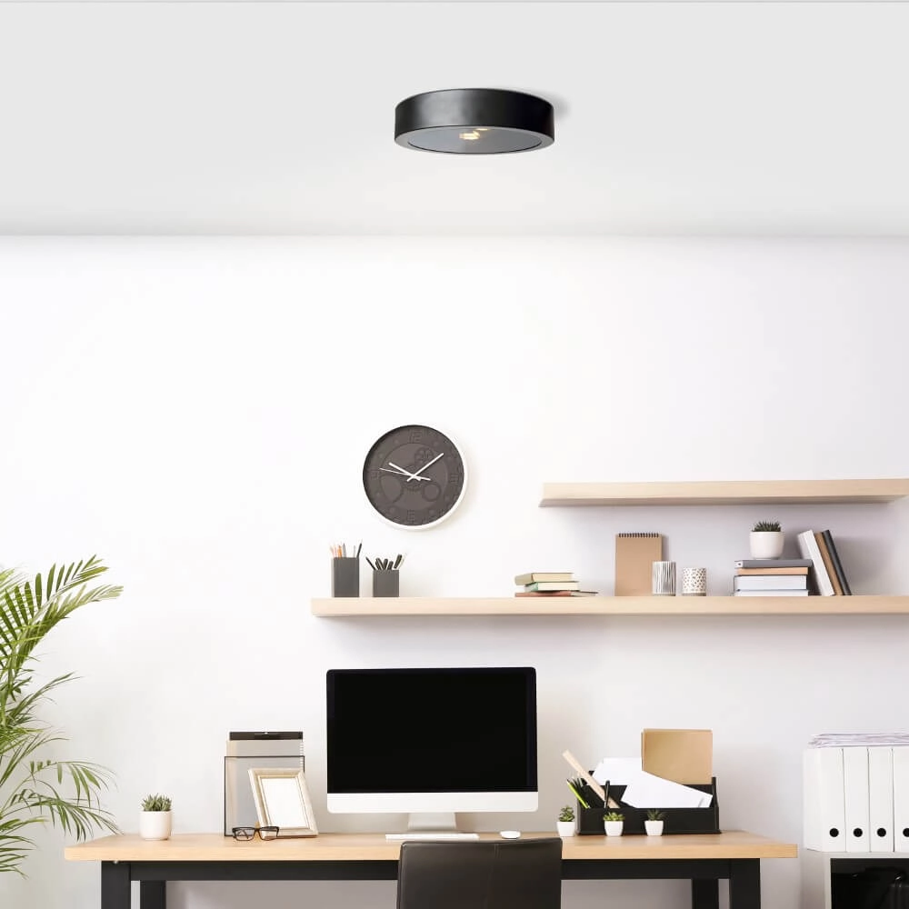 Zwarte plafondlamp Sandros Ø 31cm met glas Brilliant 4004353409479