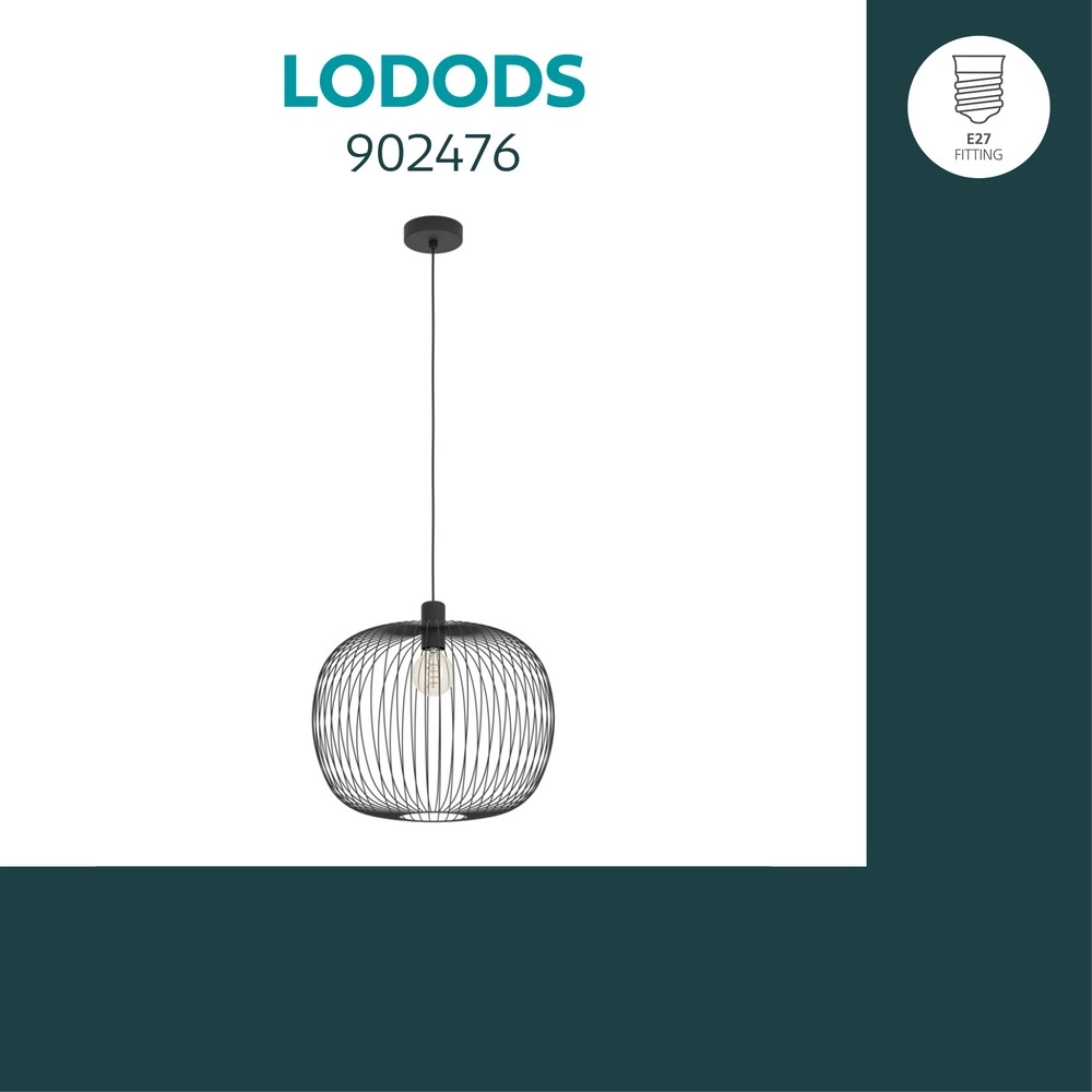 Draad hanglamp Lodods zwart Ø 45cm Eglo 9008606390267