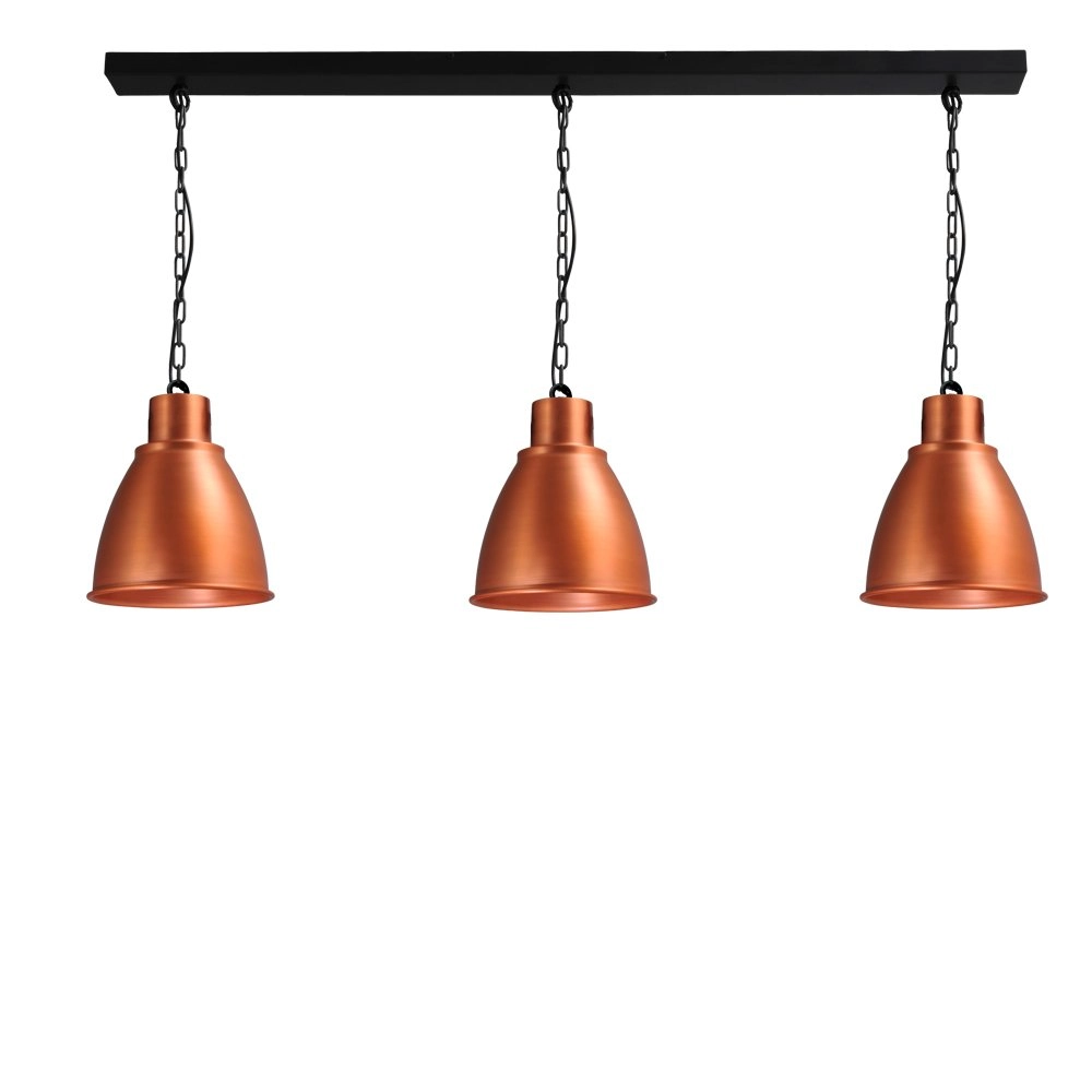 Eetkamerlamp Industria 3x27 roodkoper met zwart