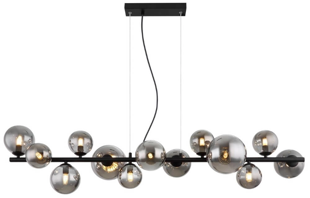 Design hanglamp Riha zwart met smoke glas Globo 9007371457823