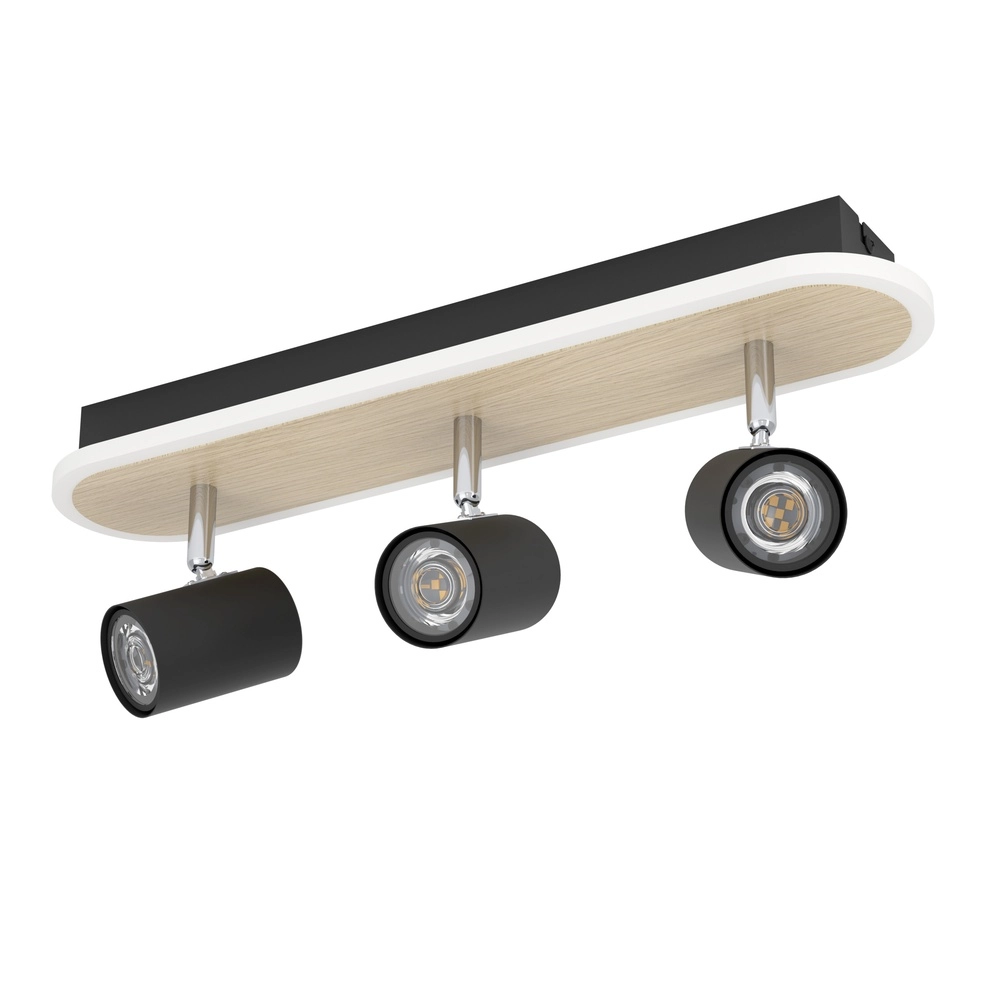 Led plafondspot Rimbocchi 3L - zwart - houtlook