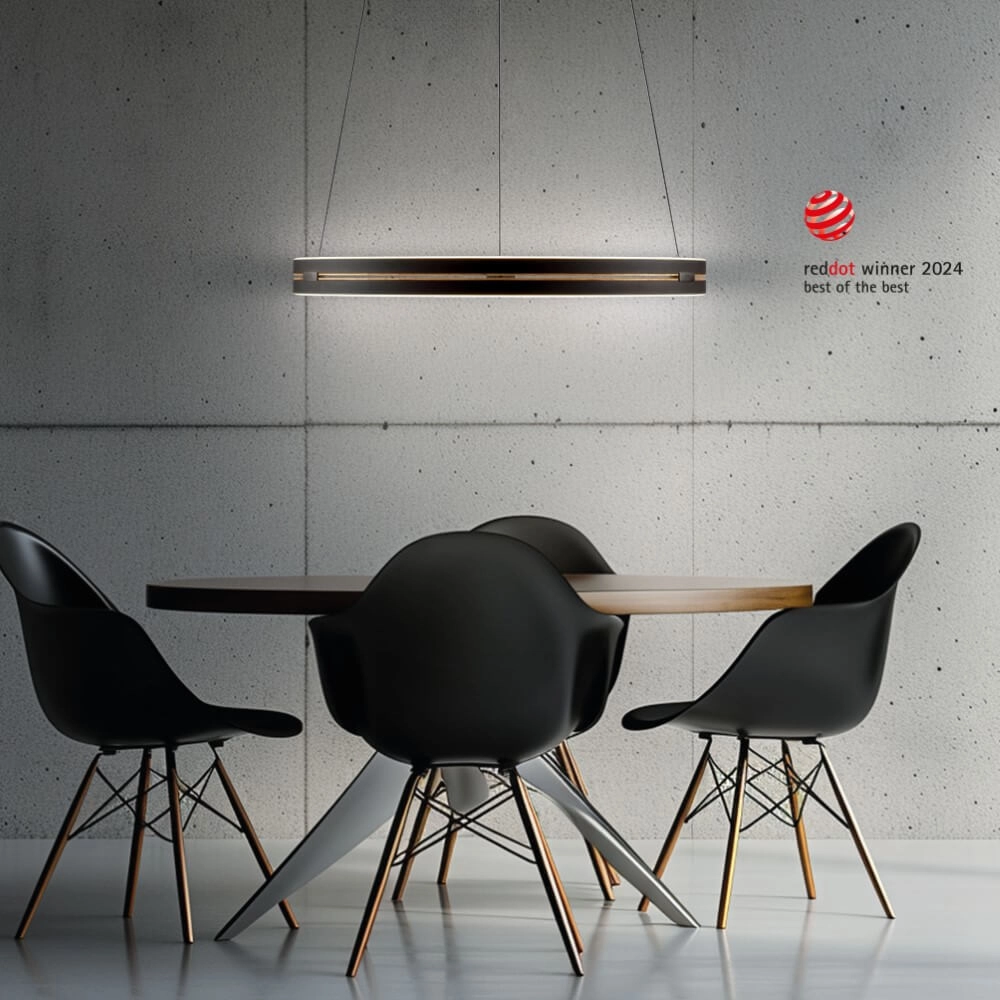 Strakke hanglamp Pure E-Loop zwart Ø 70cm Paul Neuhaus 4012248384336
