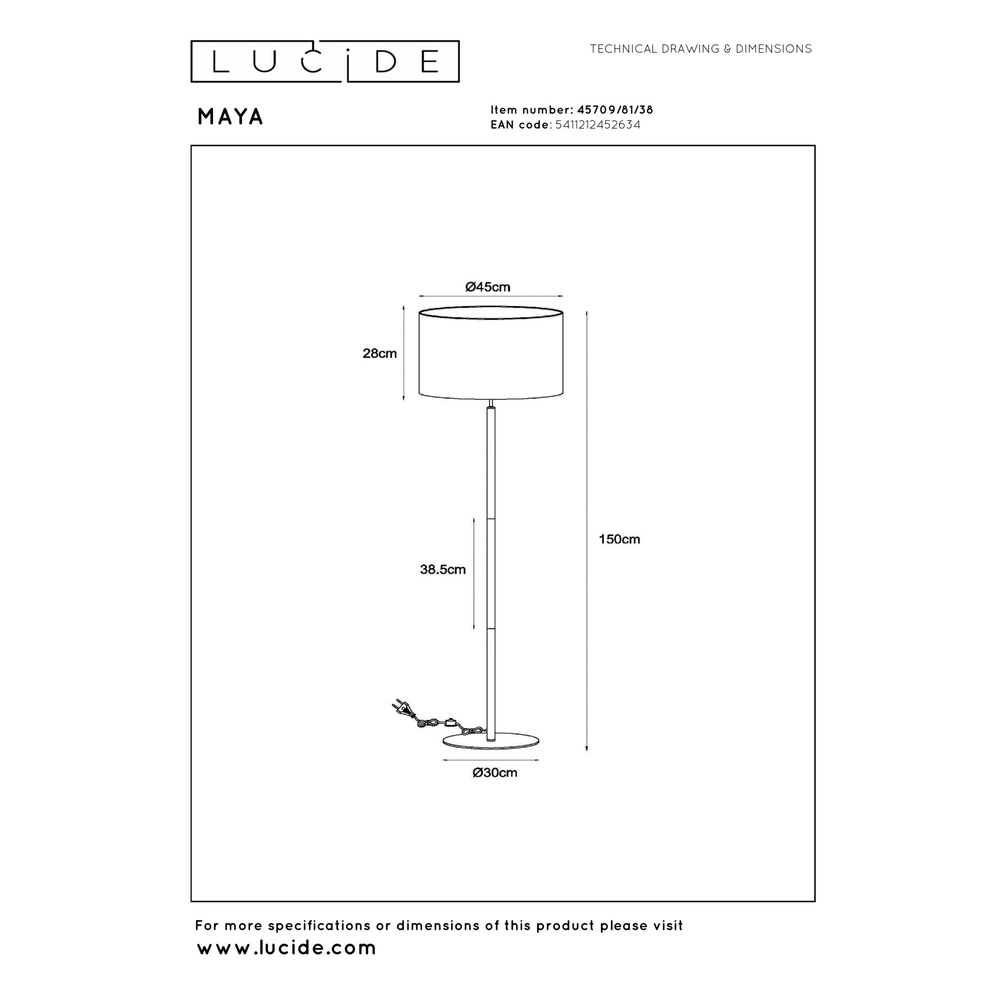 Vloerlamp Maya crème Lucide 5411212452634