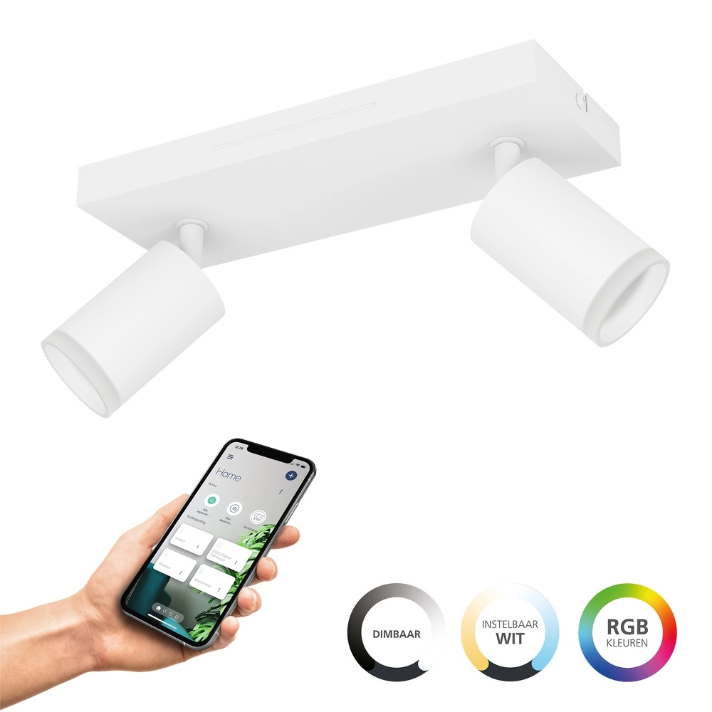 Smart opbouwspot Melitello-Z wit 2-lichts