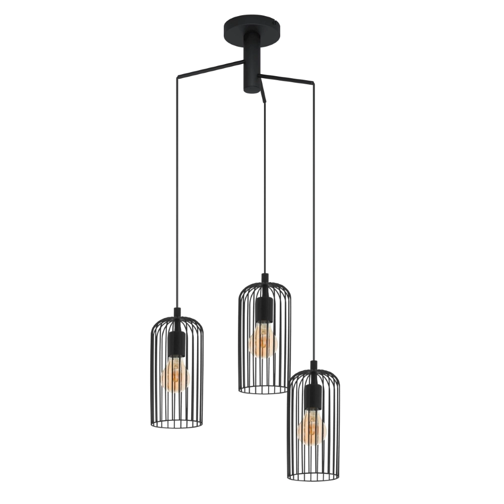 3-lichts hanglamp Roccamena 1 zwart