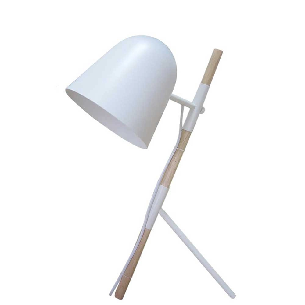 Landelijke tafellamp Sensa Tripod wit met hout