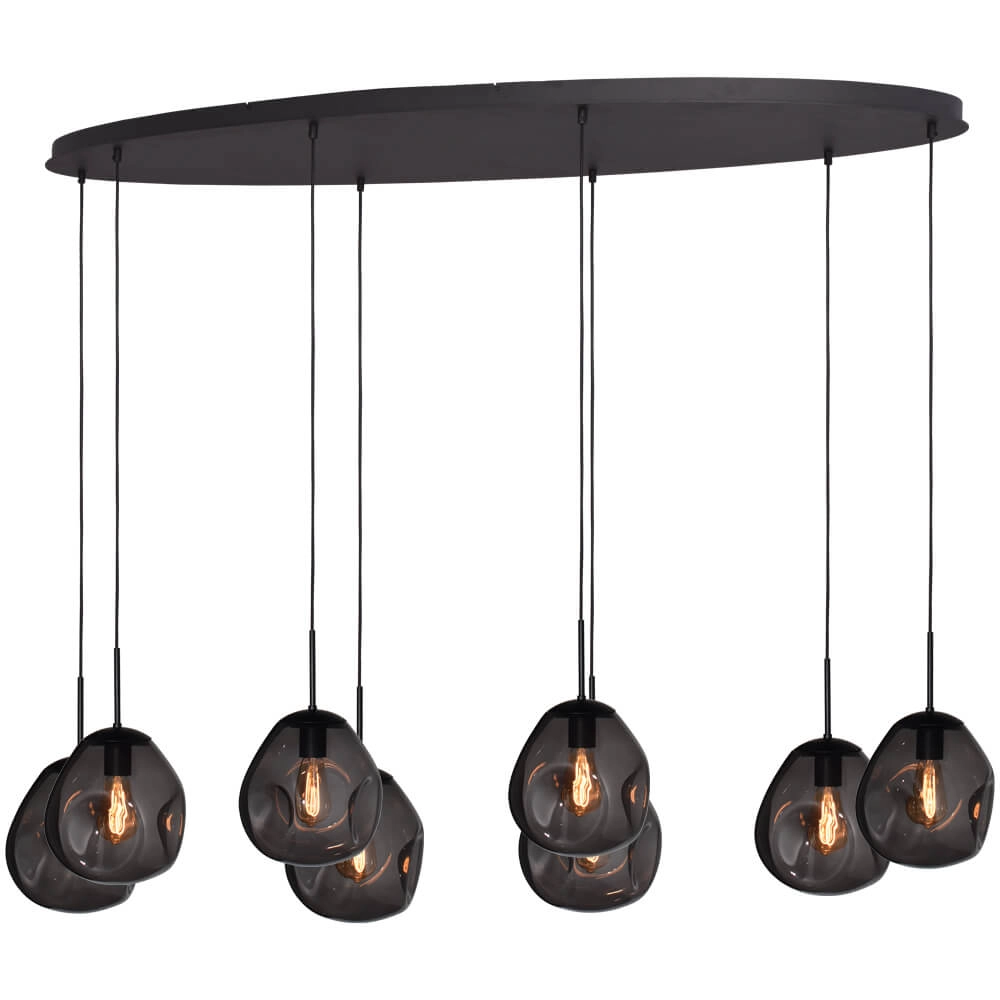 Hanglamp Lava Oval 8x smoke glas Ø 24cm