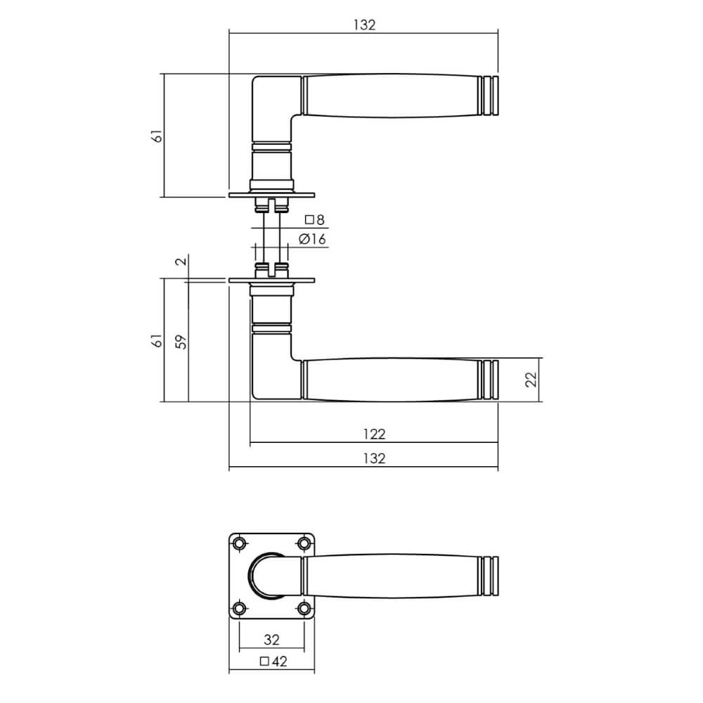 Deurklink Ton 212 vierkant RVS Intersteel 8714186557037