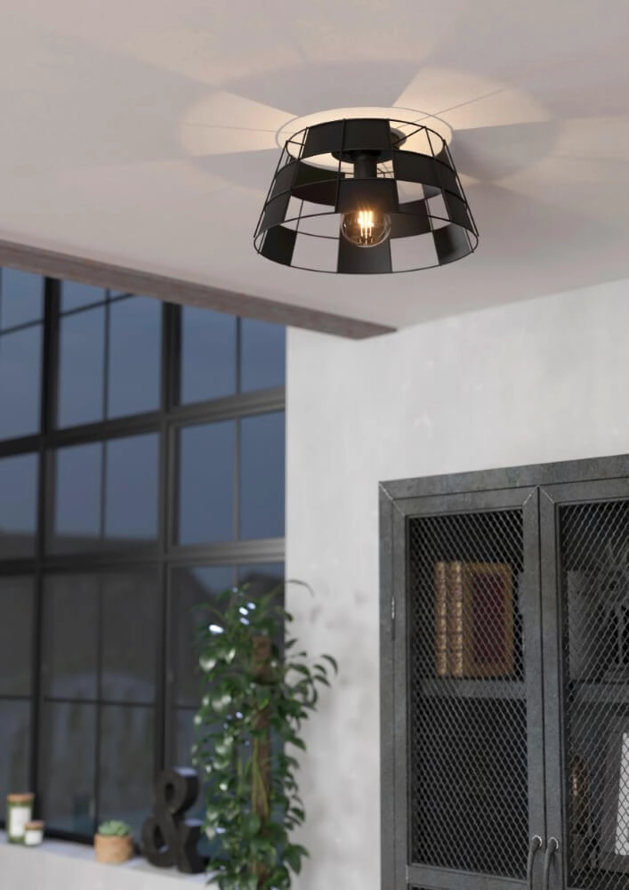 Zwarte plafondlamp Pontefract Ø 42cm Eglo 9002759438913