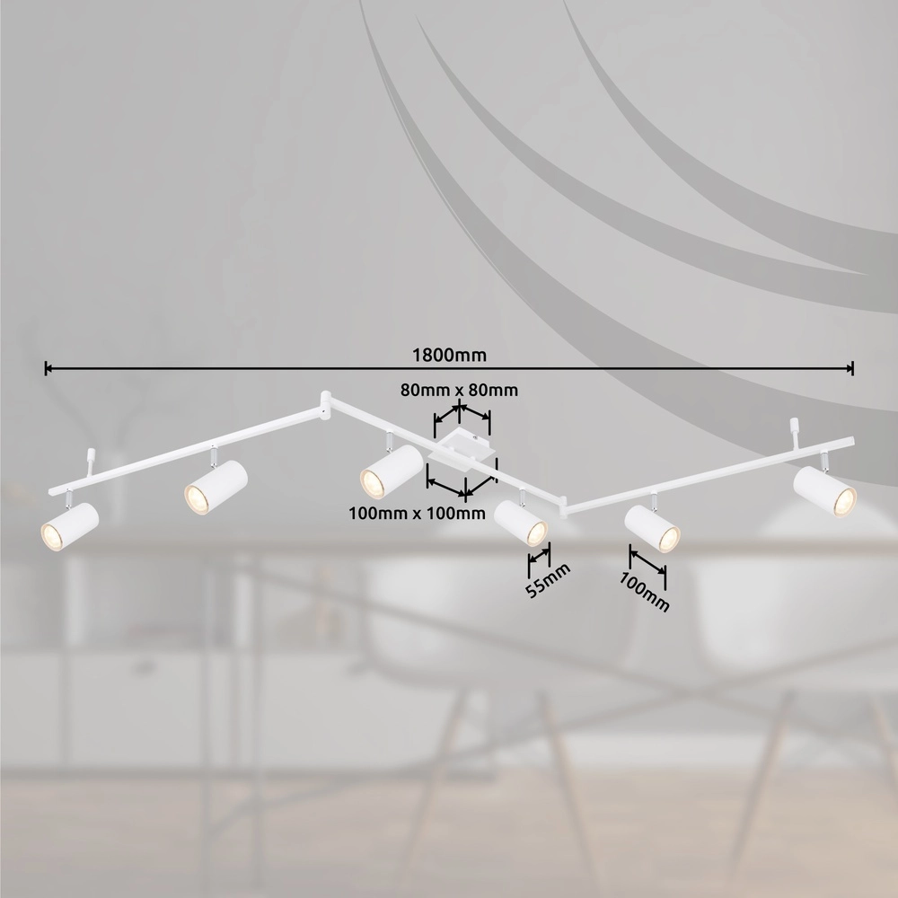 Plafondlamp Robby 6-lichts wit Globo 9007371419876