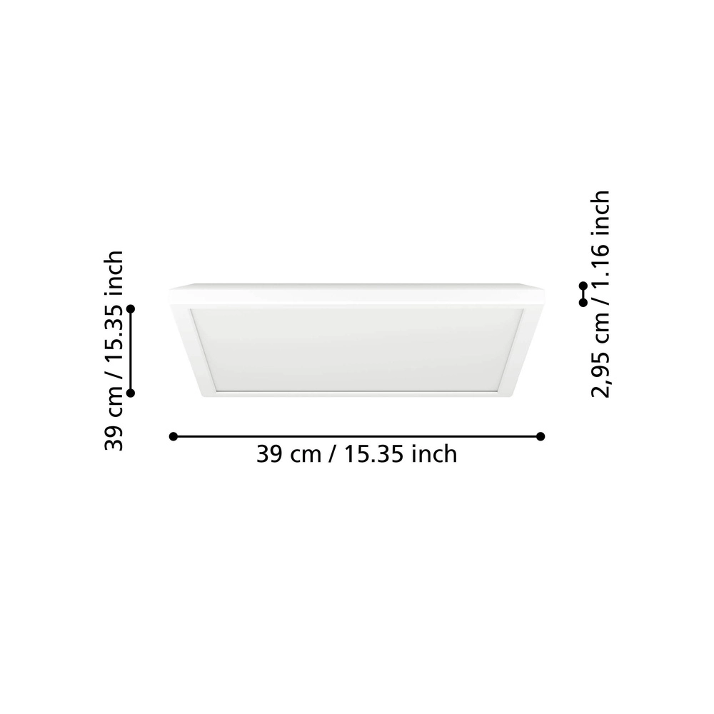 Slimme badkamer lamp Rovito-Z vierkant - wit - 39x39cm Eglo 9008606329816