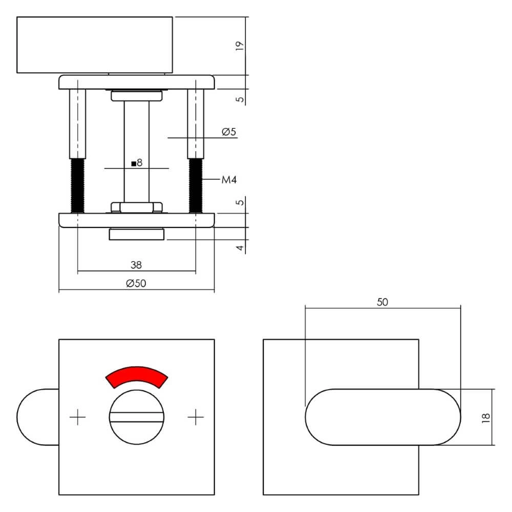 WC-sluiting Tira vierkant RVS Intersteel 8714186307083
