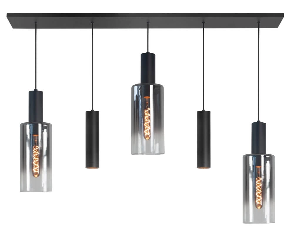Hanglamp Perugia zwart - 3x E27 - 2x GU10
