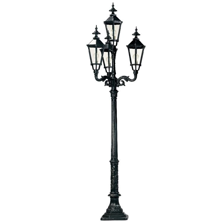 Nostalgische tuinlamp Milano 4-lichts - zwart